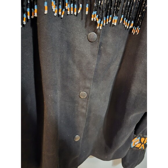 Stone River Western Wear Medium Beaded Fringe Black Snap Front Jacket - Picture 7 of 12